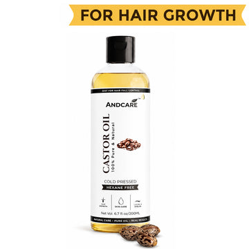 Castor oil  Andcare Naturals Cold Pressed Virgin Castor Hair Oil | Arandi Tel | For Hair Growth, Nail cuticles, Eyelash & Eyebrows | Hydrates Skin & Reduces Wrinkles | Suitable For All Hair Types - 200ml